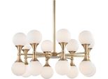 Casa Padrino Lampadario A Led In Ottone Antico Colorato / Bianco Ø 68,6 X H. 34,3 Cm - Lampadario Con Paralumi In Vetro Sferico - Qualità