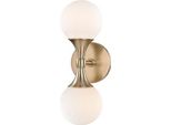 Casa Padrino Lampada Da Parete A Led Colore Ottone Antico/Bianco 12,1 X 15,2 X H. 34,2 Cm - Lampada Da Parete Con Paralumi Sferici In Vetro