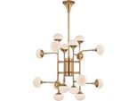 Casa Padrino Lampadario A Led In Ottone Antico Colorato / Bianco Ø 92,7 X H. 83,8 Cm - Lampadario Con Paralumi In Vetro Sferico - Qualità
