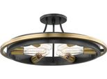 Casa Padrino Lampada A Sospensione In Bronzo Antico / Ottone Antico Ø 53,3 X H. 20,3 Cm - Collezione Luxury