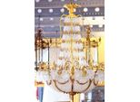 Casa Padrino Lampadario Barocco Ottone/Oro Ø 110 X H. 140 Cm - Magnifico Lampadario In Stile Barocco