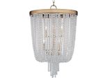 Casa Padrino Lampada A Sospensione In Ottone Antico Ø 46,4 X H. 70,5 Cm - Lampada A Sospensione Rotonda Con Vetro Di Cristallo