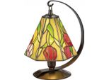 Casa Padrino Lampada Da Tavolo / Sgabello Tiffany Rose Multicolore Ø 15 X H. 23 Cm - Lampada Fatta A Mano In 94 Parti