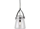 Casa Padrino Lampada A Sospensione Nera Ø 30,5 X H. 61 Cm - Lampada A Sospensione Con Paralume Rotondo In Vetro