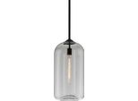 Casa Padrino Lampada A Sospensione Nera Ø 25,4 X H. 52,7 Cm - Lampada A Sospensione Con Paralume Rotondo In Vetro