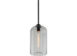 Casa Padrino Lampada A Sospensione Nera Ø 20,3 X H. 40 Cm - Lampada A Sospensione Con Paralume Rotondo In Vetro
