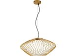 Casa Padrino Lampada A Sospensione Oro / Bianco Ø 52 X H. 24 Cm - Lampada A Sospensione In Metallo Regolabile In Altezza Con Paralume In Vetro
