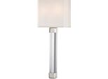 Casa Padrino Lampada Da Parete Argento / Bianco 22,9 X 10,2 X H. 54,6 Cm - Lampada Da Parete Moderna Con Vetro Di Cristallo E Paralume In Seta