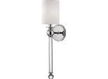 Casa Padrino Lampada Da Parete Argento / Bianco 12,7 X 17,2 X H. 56,5 Cm - Lampada Da Parete Con Vetro Di Cristallo E Paralume Rotondo In Seta