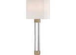 Casa Padrino Lampada Da Parete Colore Ottone Antico / Bianco 22,9 X 10,2 X H. 54,6 Cm - Lampada Da Parete Moderna Con Paralume In Cristallo E Seta