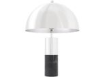 Casa Padrino Lampada Da Tavolo Argento / Nero Ø 50 X H. 70 Cm - Lampada Da Tavolo Con Paralume Rotondo In Metallo