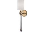 Casa Padrino Lampada Da Parete Colore Ottone Antico / Bianco 12,7 X 17,2 X H. 56,5 Cm - Lampada Da Parete Con Vetro Di Cristallo E Paralume Rotondo In Seta