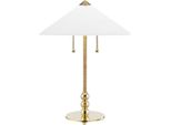 Casa Padrino Lampada Da Tavolo In Ottone Antico / Bianco Ø 45,7 X H. 61 Cm - Lampada Da Tavolo Con Paralume Rotondo In Vetro