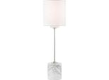 Casa Padrino Lampada Da Tavolo Argento / Bianco Ø 15,9 X H. 55,9 Cm - Lampada Da Tavolo Moderna Rotonda Con Paralume In Seta Artificiale E Base In Marmo