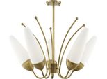 Casa Padrino Lampadario Di Design In Ottone Antico / Bianco Ø 69 X H. 43 Cm - Lampadario Moderno - Qualità Eccellente