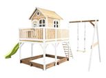 Axi Liam Casetta Con Pavimento, Sabbiera, Altalena Singola E Scivolo Verde Lime | Casa Da Gioco Per Giardino / Esterno In Marrone E Bianco Da Legno | Parco Giochi Per Parco Giochi Per Bambini