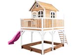 Axi Liam Casetta Con Pavimento, Sabbiera E Scivolo Viola | Casa Da Gioco Per Giardino / Esterno In Marrone E Bianco In Legno | Parco Giochi Per Bambini