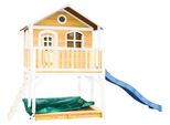 Axi Marc Casetta Con Pavimento, Sabbiera E Scivolo Blu | Casa Da Gioco Per Giardino / Esterno In Marrone E Bianco In Legno | Parco Giochi Per Bambini