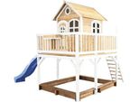 Axi Liam Casetta Con Pavimento, Sabbiera E Scivolo Blu | Casa Da Gioco Per Giardino / Esterno In Marrone E Bianco In Legno | Parco Giochi Per Bambini