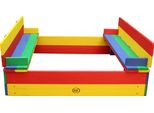 Axi Ella Sabbiera Di Legno Con Panche E Coperchio | Sabbiera Per Bambini Nei Colori Dell'arcobaleno | 100 X 95 Cm