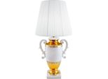 Casa Padrino Lampada Da Tavolo Barocca Con 2 Maniglie Bianco / Oro Ø 40 X H. 78 Cm - Lampada In Ceramica In Stile Barocco - Qualità Lussuosa