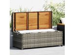 Panca Da Giardino Con Vano Portaoggetti 120 Cm In Poly Rattan Grigio