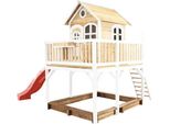 Axi Liam Casetta Con Pavimento, Sabbiera E Scivolo Rosso | Casa Da Gioco Per Giardino / Esterno In Marrone E Bianco In Legno | Parco Giochi Per Bambini