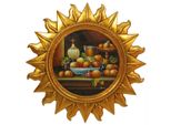 Casa Padrino Sole Murale Barocco Con Frutta Multicolore / Oro Ø 88 Cm - Decorazione Murale - Accessori Per La Decorazione Barocca
