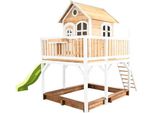 Axi Liam Casetta Con Pavimento, Sabbiera E Scivolo Verde Lime | Casa Da Gioco Per Giardino / Esterno In Marrone E Bianco In Legno | Parco Giochi Per Bambini