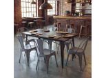 Set Di 6 Sedie HWC-A73, Sedia Bistrot Impilabile, Design Industriale In Metallo Impilabile ~ Grigio