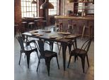 Set Di 6 Sedie HWC-A73, Sedia Bistrot Impilabile, Design Industriale In Metallo Impilabile ~ Nero