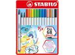Stabilo Pen 68 Brush Marcatore Multicolore 15 Pz