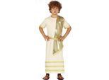 Romano Antico Bambini Carnevale Tunica Accenti D'oro Storico Travestimento Toga Carnevale Costume Storia Greca Antico Abbigliamento Festivo, Taglia: 110/116 Colore: Beige