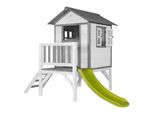 Axi Beach Lodge Xl Casa Bambini Con Pavimento E Scivolo Verde | Casa Da Gioco Per Giardino / Esterno In Grigio E Bianco In Legno | Parco Giochi Per Bambini