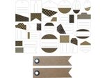 21 Etichette Perforate - Nero, Oro E Bianco + 20 Etichette Kraft A Gagliardetto