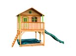 Axi Marc Casa Bambini Con Pavimento, Sabbiera E Scivolo Verde | Casetta Da Gioco Per Giardino / Esterno In Legno Marrone E Verde | Torre Di Gioco Per Bambini
