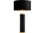 Casa Padrino Lampada Da Tavolo Nero/Ottone Antico Ø 40 X H. 72,5 Cm - Lampada Da Tavolo Moderna In Marmo Con Paralume Rotondo - Qualità Lussuosa
