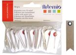 Mini Etichette Bianche Con Filo Metallico - 2 X 4 Cm + 20 Etichette Kraft A Gagliardetto