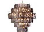 Casa Padrino Lampadario Grigio / Argento Ø 80 X H. 80 Cm - Moderno Lampadario Rotondo In Vetro Di Cristallo - Qualità Lussuosa