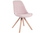 Clp Sedia Visitatore Toulouse Quadrata In Velluto Con Cuscino Di Seduta E Gambe Quadrate In Legno, Rosa Naturale