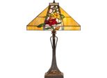 Casa Padrino Lampada Da Tavolo Tiffany Marrone / Multicolore 40 X 40 X H. 62 Cm - Lampada Tiffany Con Disegno Floreale E Paralume In Vetro Fatto A Mano