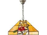 Casa Padrino Lampada A Sospensione Tiffany Multicolore 40 X 40 X H. 85 Cm - Lampada A Sospensione Tiffany Con Design Floreale E Paralume In Vetro Fatto A Mano