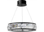 Casa Padrino Lampadario A Led Nero Ø 63 X H. 170 Cm - Moderno Lampadario Rotondo In Vetro Cristallo - Qualità Lussuosa