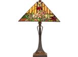 Casa Padrino Lampada Da Tavolo Tiffany Decorativa Marrone / Multicolore 40 X 40 X H. 62 Cm - Lampada Tiffany Con Disegno Floreale E Paralume In Vetro Fatto A Mano