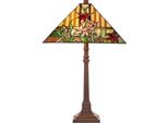 Casa Padrino Lampada Da Tavolo Tiffany Con Disegno Floreale Marrone / Multicolore 40 X 40 X H. 62 Cm - Lampada Tiffany Con Paralume In Vetro Fatto A Mano