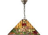 Casa Padrino Lampada A Sospensione Tiffany Multicolore 40 X 40 X H. 85 Cm - Lampada A Sospensione Tiffany Con Paralume In Vetro Fatto A Mano