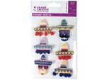 6 Adesivi 3D - Cappelli Messicani Sombreros 5,5 Cm