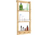 Casaria Scaffale Doccia In Bambù 3 Ripiani 3 Ganci 70X28.5X10Cm Mensola Da Parete Bagno Portaoggetti