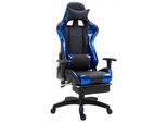 Clp Sedia Da Ufficio Gaming Turbo Con Poggiapiedi, Regolabile In Altezza E Girevole, In Ecopelle Nera/Blu (Metallizzata)