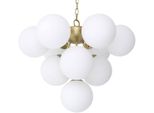Casa Padrino Lampadario In Ottone Antico Colorato/Bianco Ø 63 X H. 73 Cm - Lampadario Da Salotto Moderno Con Paralumi In Vetro Rotondi - Luxury Collection